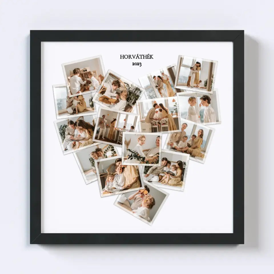 Szív alakú fotókollázs - Polaroid II. - Négyzet